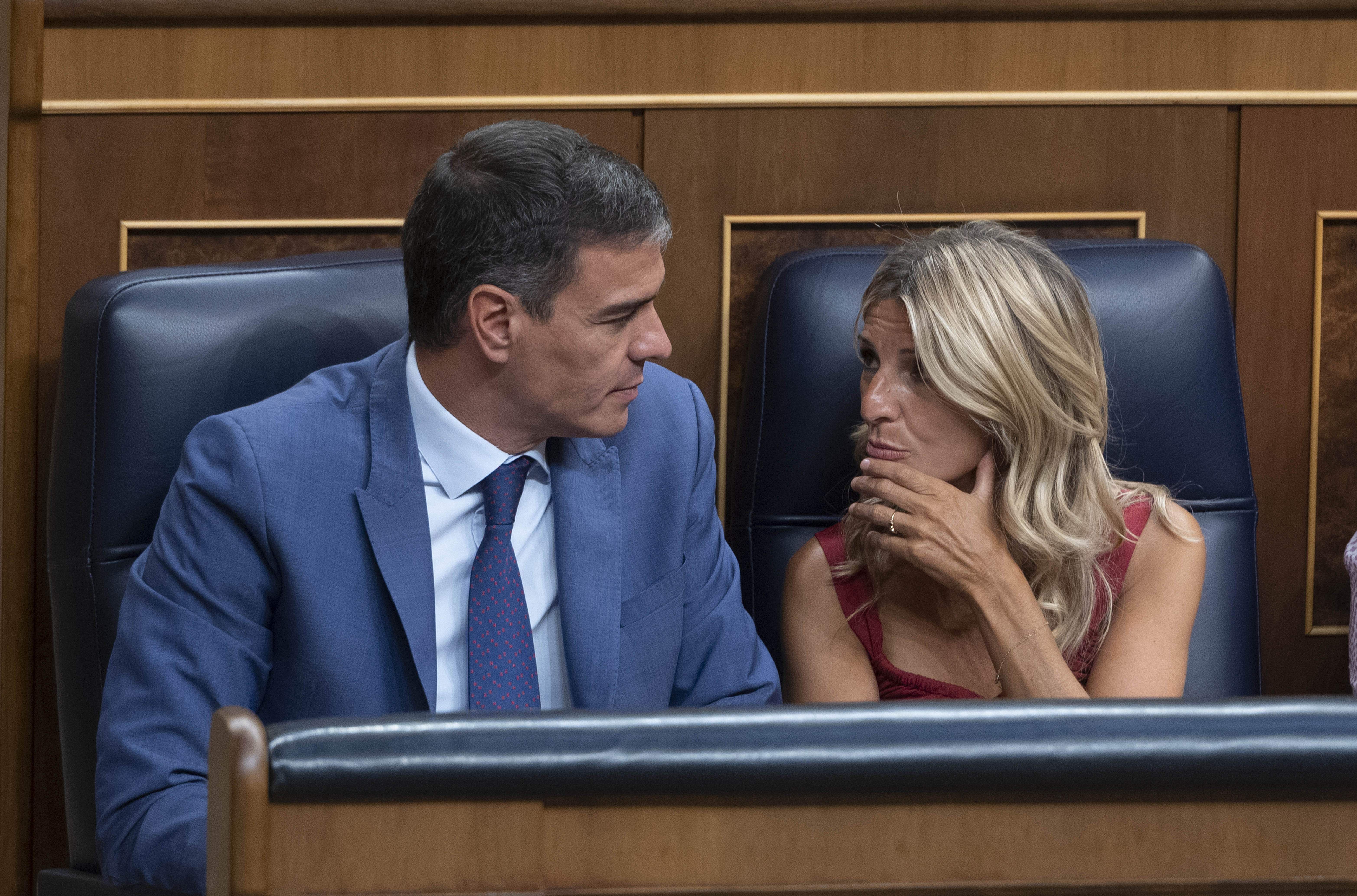 Pedro Sánchez y Yolanda Díaz en el Congreso. UP