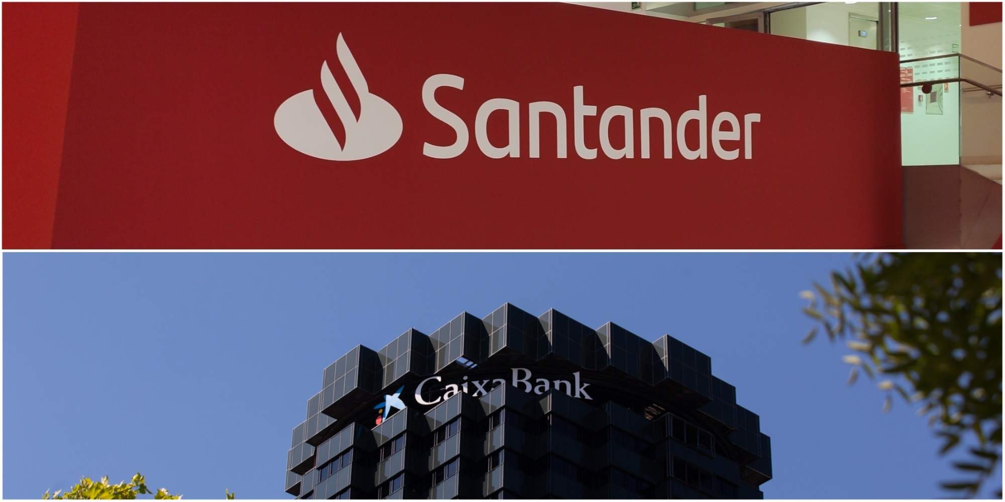 Logo del Santander y CaixaBank. EP