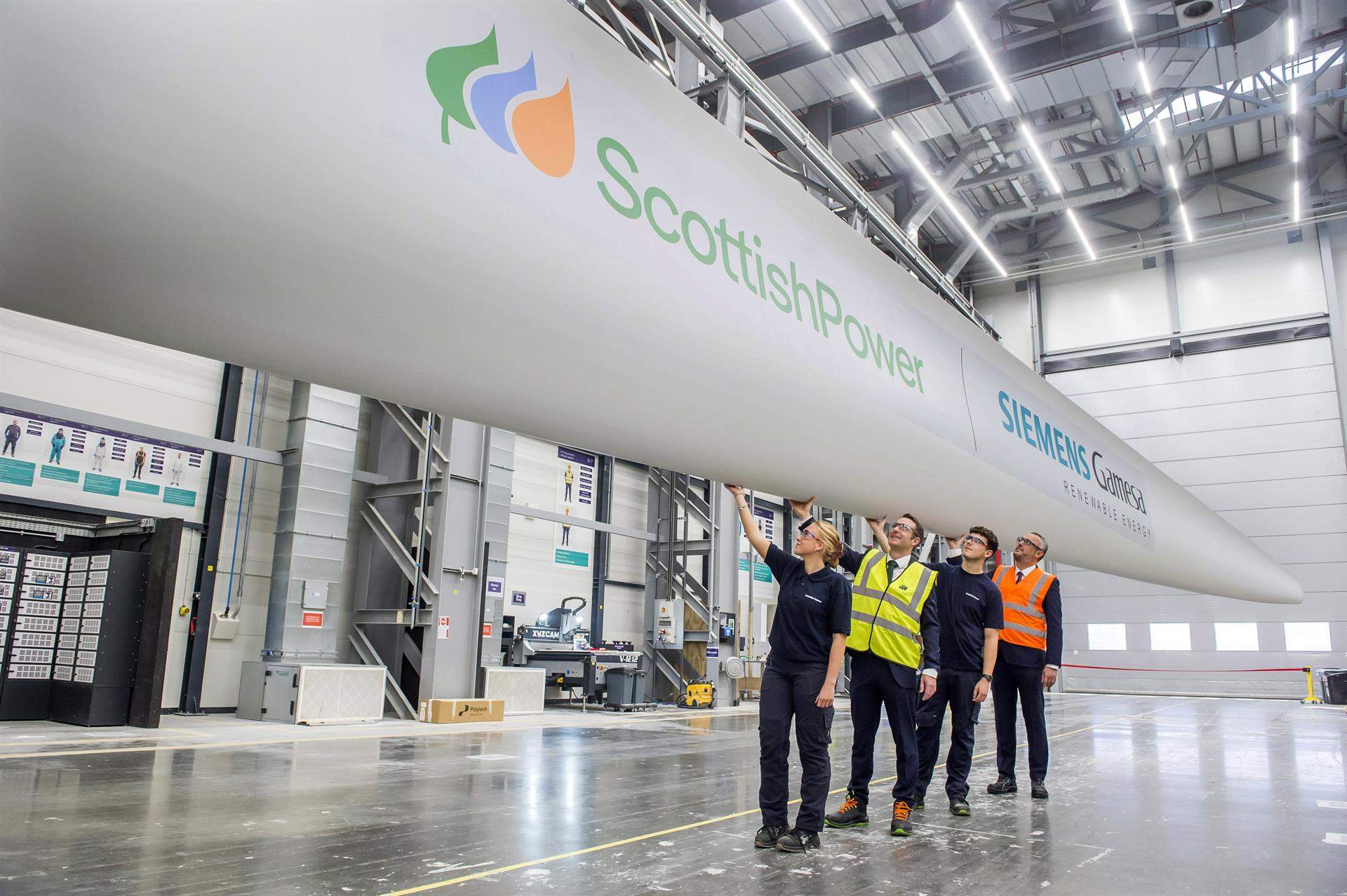 Pala de un aerogenerador eólico de Siemens Gamesa