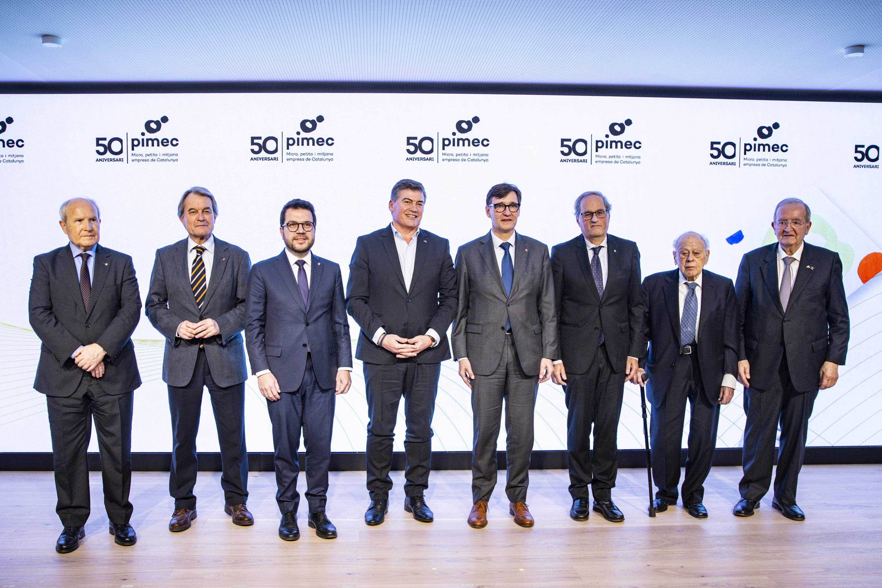 Cloenda 50 anys de PIMEC amb presidents Generalitat, Illa, Mas, Montilla, Aragonès, Pujol, Torra, Cañete02