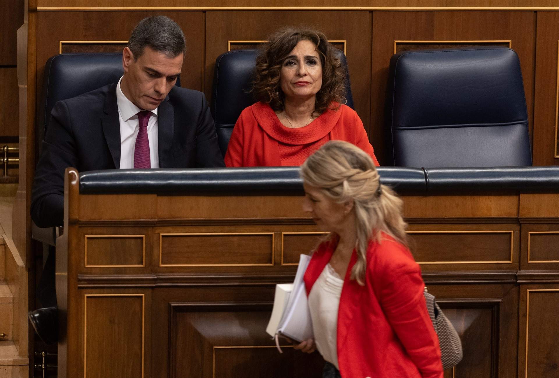 Pedro Sánchez, María Jesús Montero i Yolanda Díaz al Congrés   Europa Press