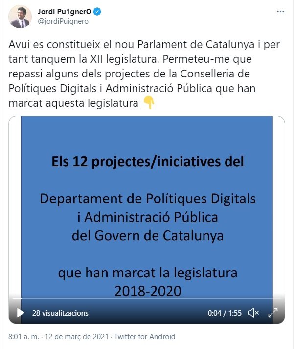 Tweet Puigneró constitución parlament 2021