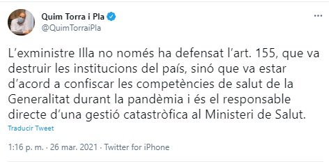 Quim Torra Illa TUIT