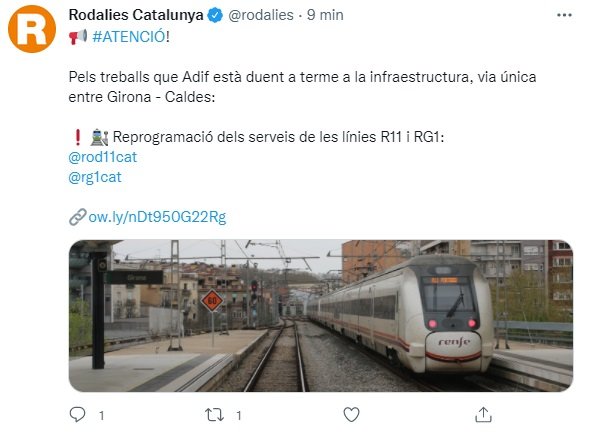 TUIT Rodalies incidencias