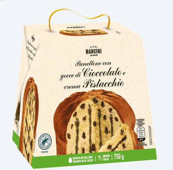 Panettone con relleno de pistacho de Mamma Mancini a la venta en Aldi