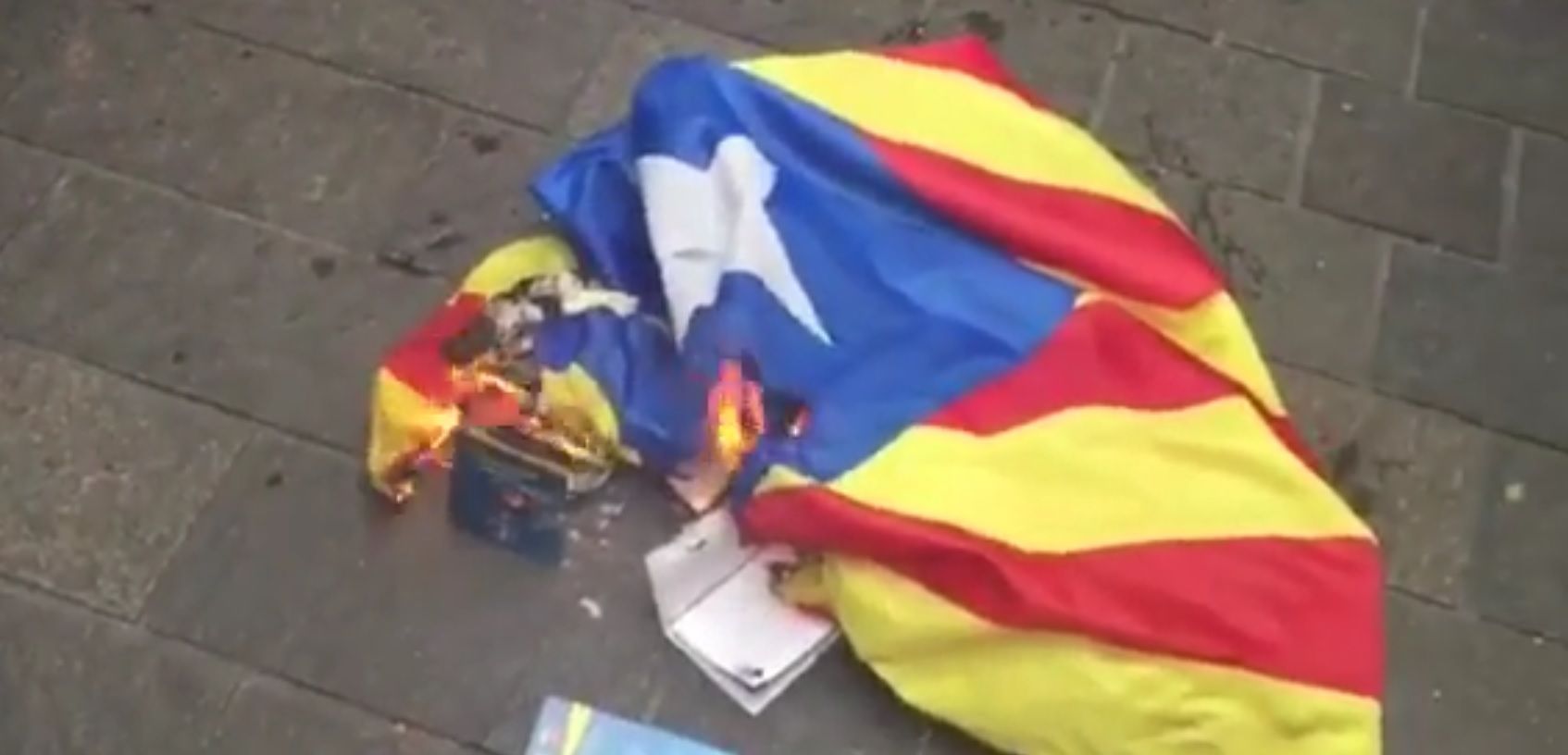 Vídeo: Aficionats de 'la Roja' cremen una estelada i criden "Artur Mas, cámara de gas"