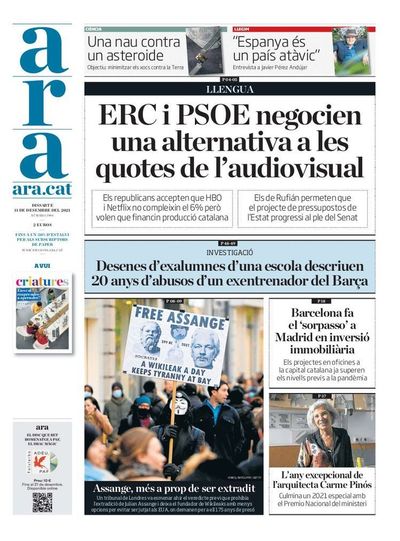 portada diari ara 11 diciembre 2021