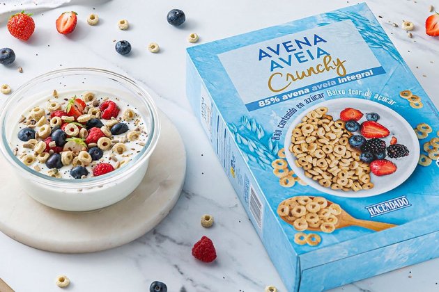 Cereals Avena Crunchy Hacendado 85% civada integral i baix contingut en azúcar2