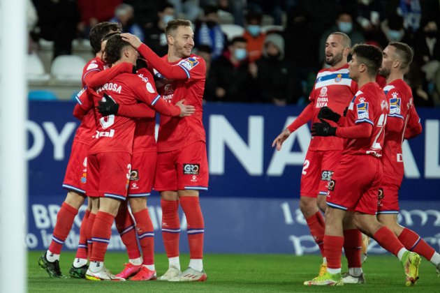 jugadors espanyol celebran gol pedrosa copa europa press