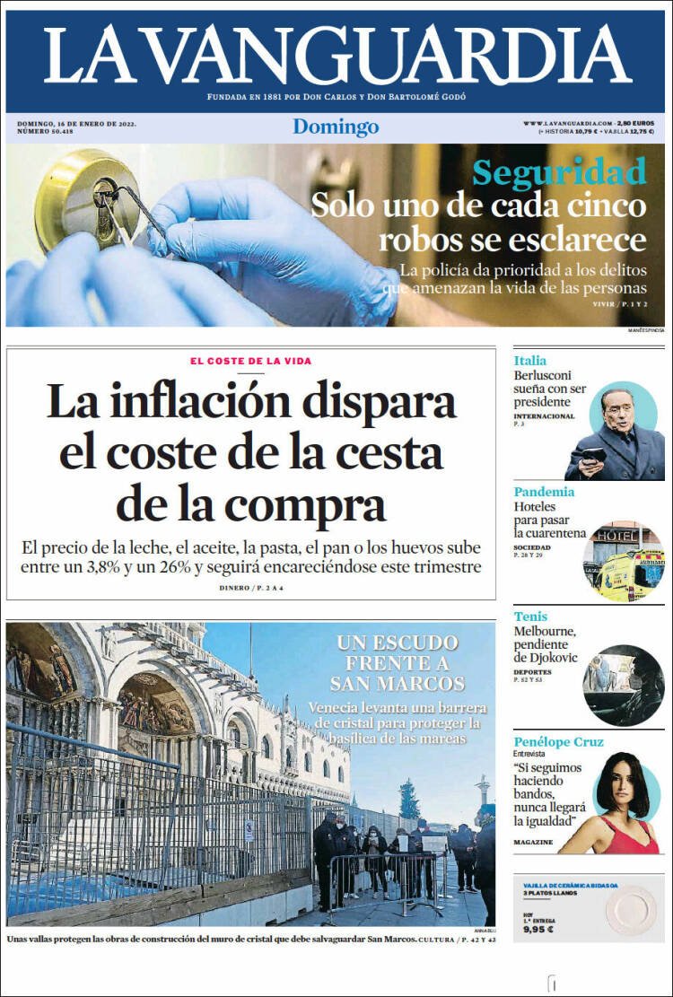 portada la vanguardia 16 enero 2022