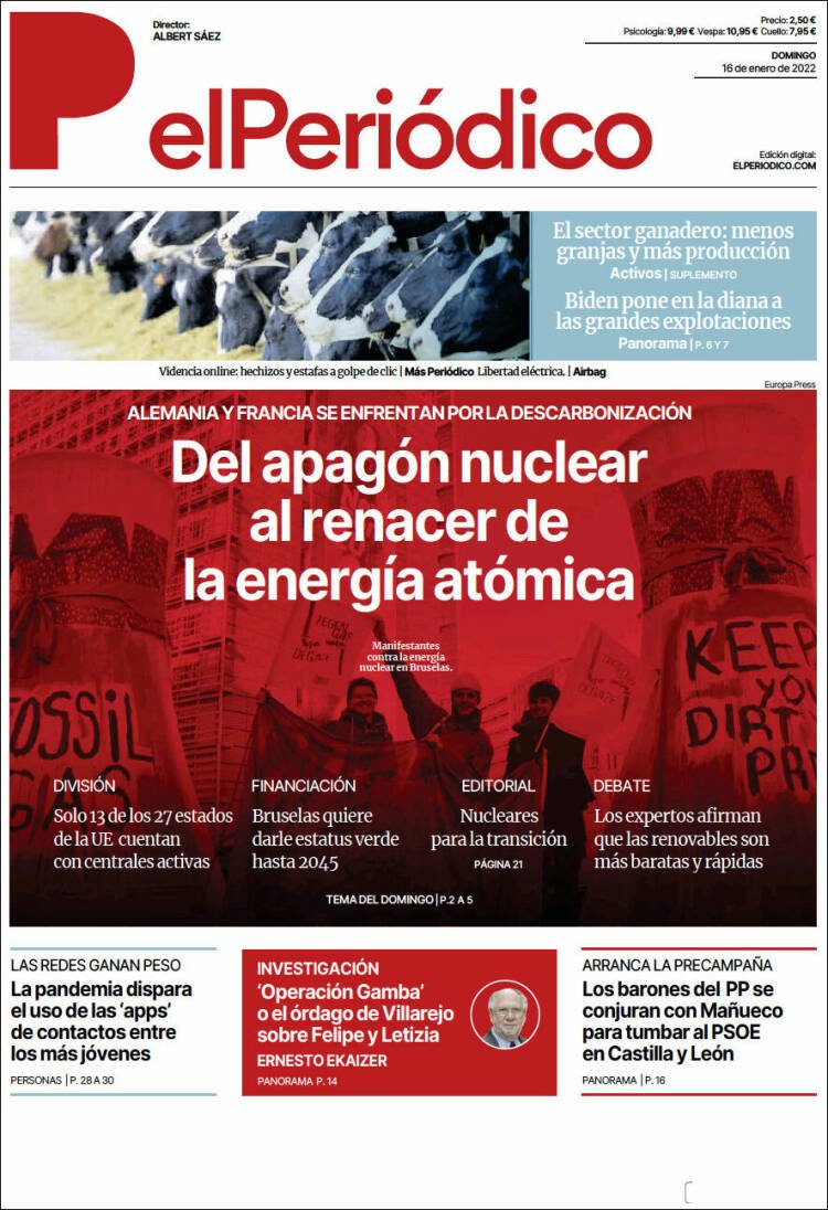 portada el periódico 16 enero 2022