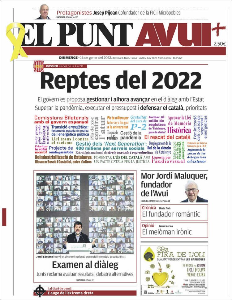 portada el punt avui 16 enero 2022