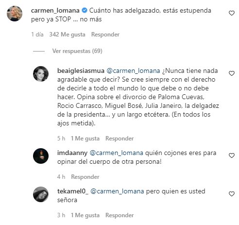 Lomana Ayuso delgada Instagram