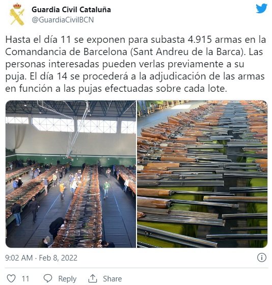 TUIT Guardia Civil subasta armas TUIT Guardia Civil subasta armas