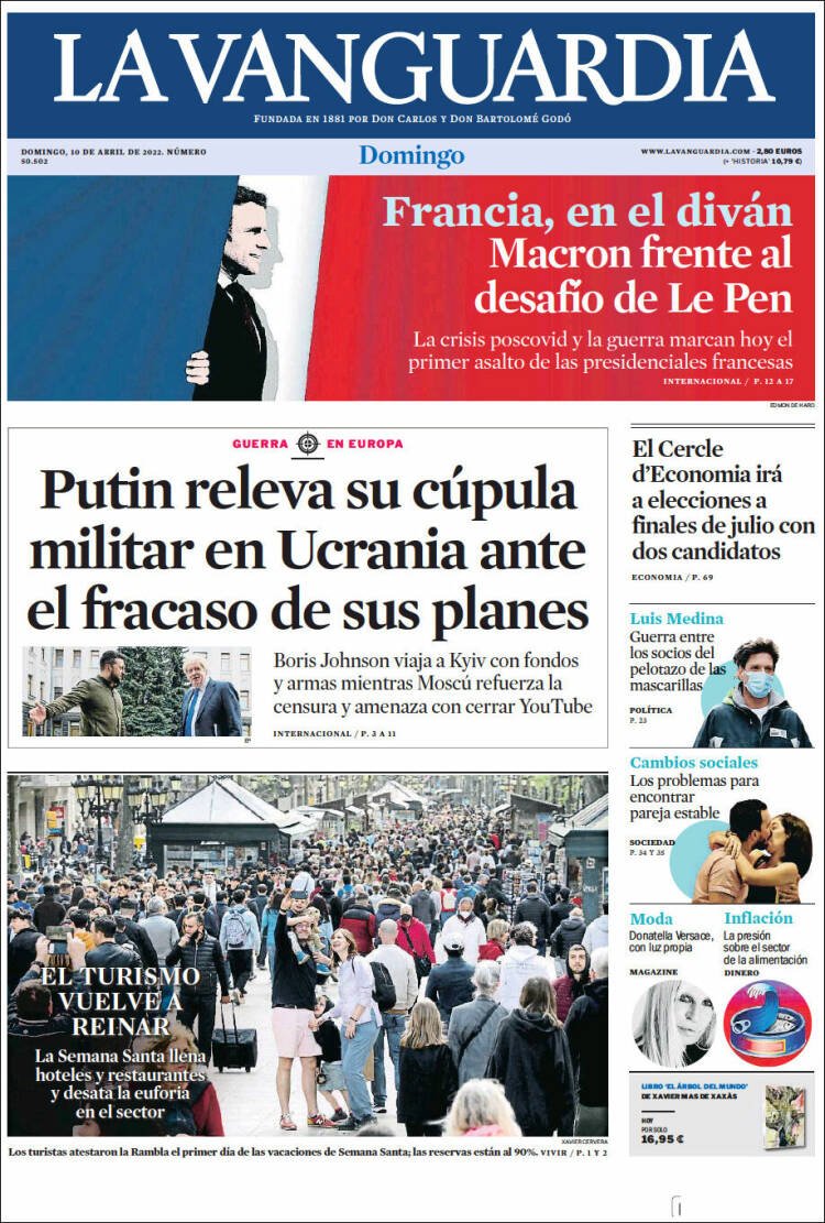 portada la vanguardia 10 abril 2022