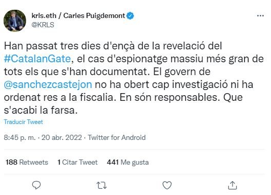 Tuit Puigdemont