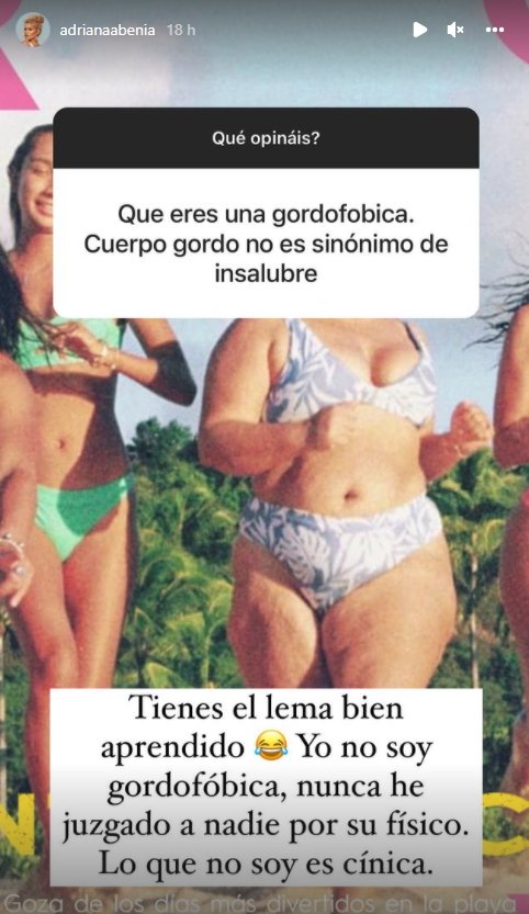 Respuesta gordofobia Adriana Abenia Instagram
