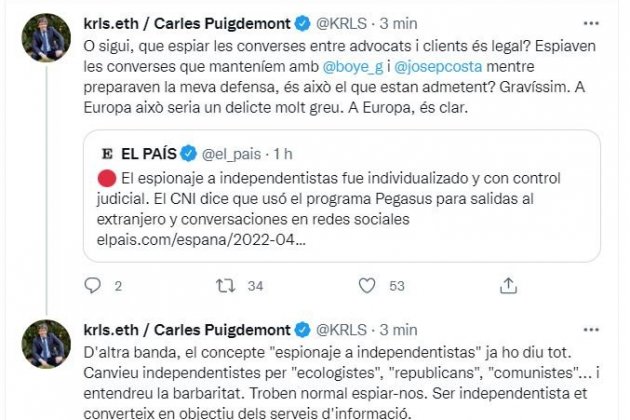 Tuit president Consell per la República Carles Puigdemont CatalanGate