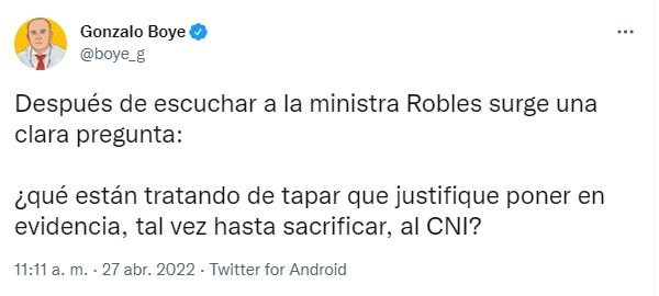 Tuit Gonzalo Boye declaraciones Margarita Robles