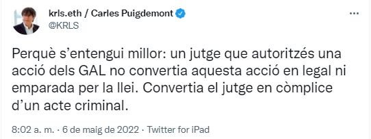 Tuit Carles Puigdemont CatalanGate