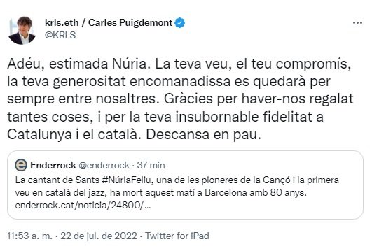 TUIT puigdemont nuria feliu