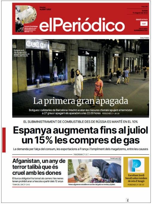 el periodico portada 11 agost