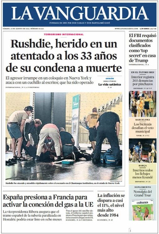 la vanguardia portada 13 agost