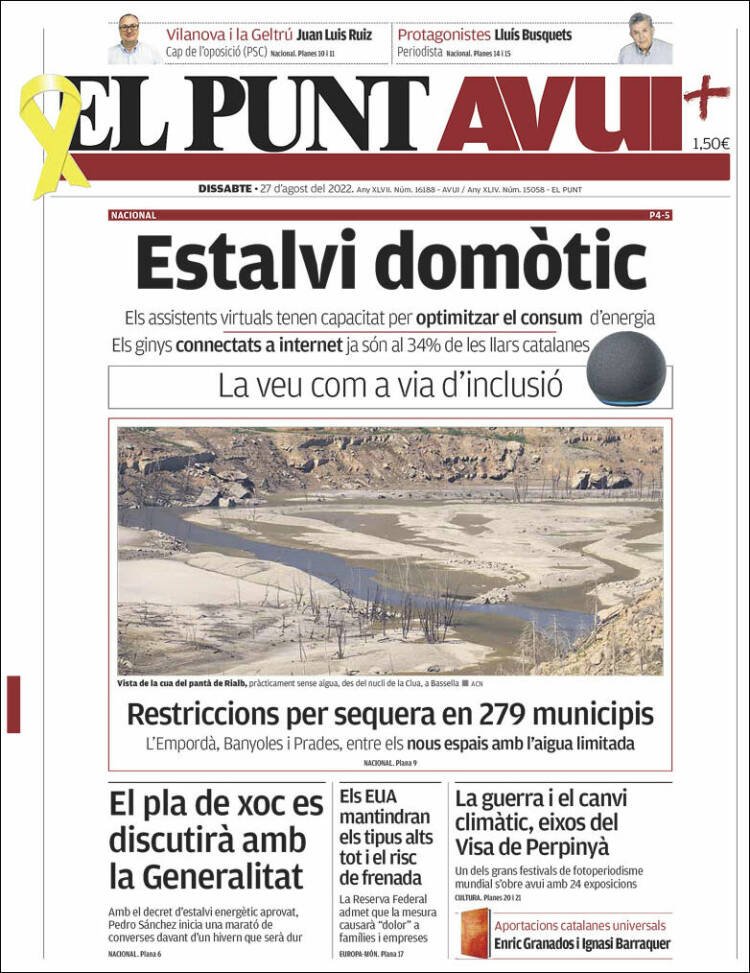 portada el punt avui 27 agost 2022