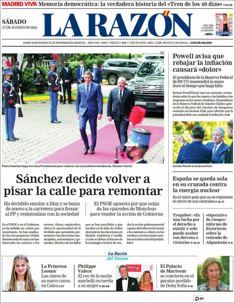 portada la razón 27 agost 2022