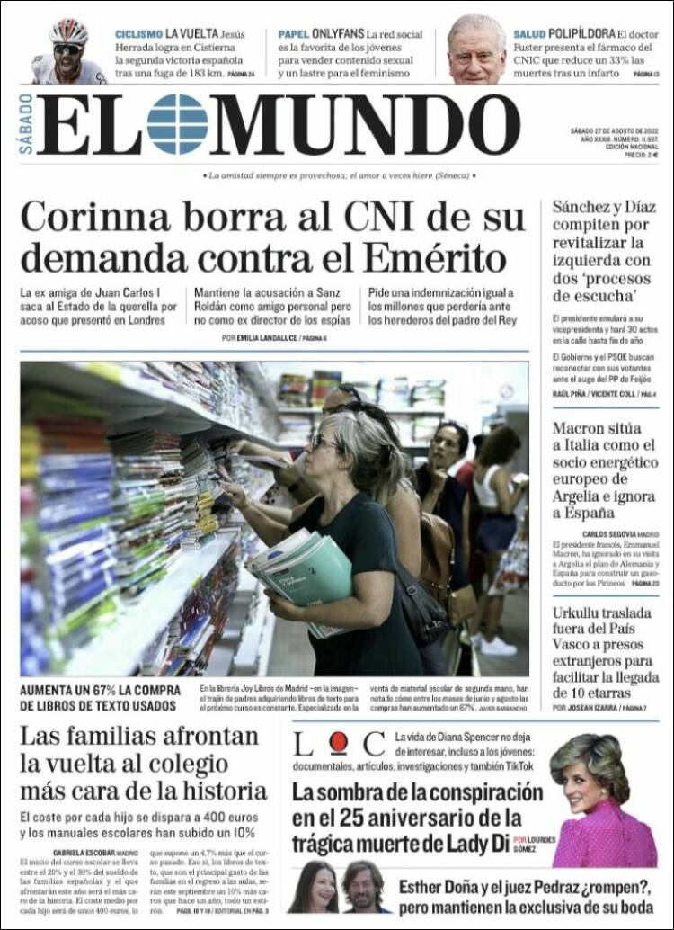 portada el mundo 27 agost 2022