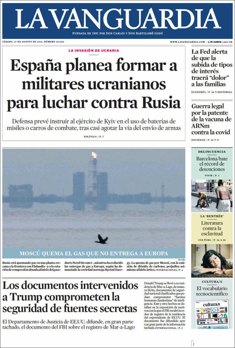 portada la vanguardia 27 agost 2022