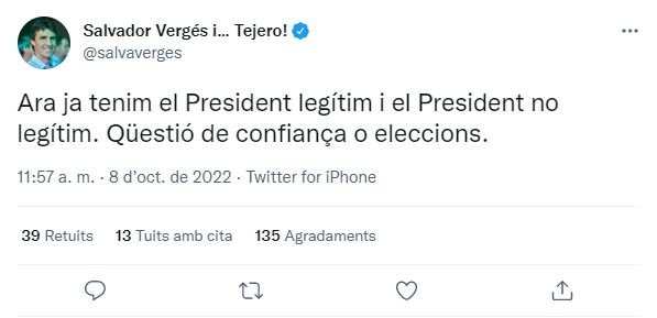 TUIT salvador vergés questio de confiança eleccions