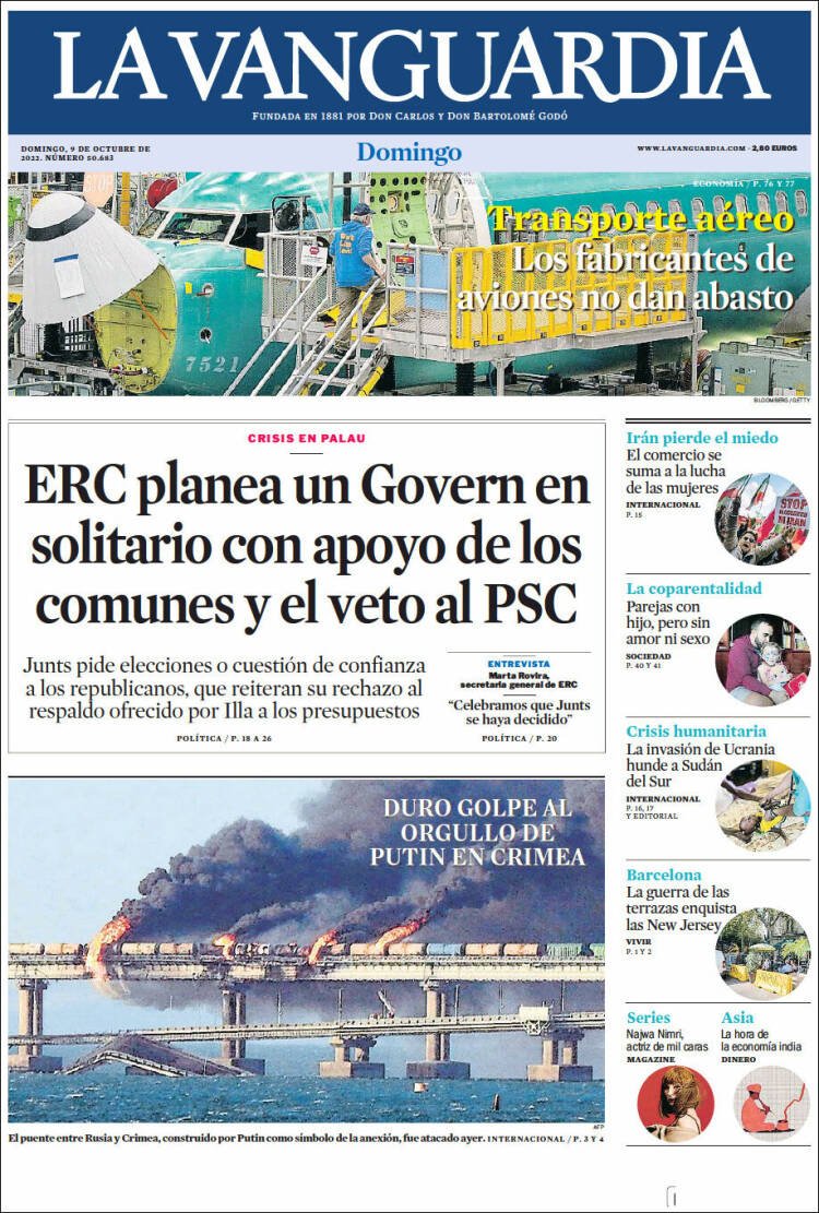 portada la vanguardia 9 octubre 2022