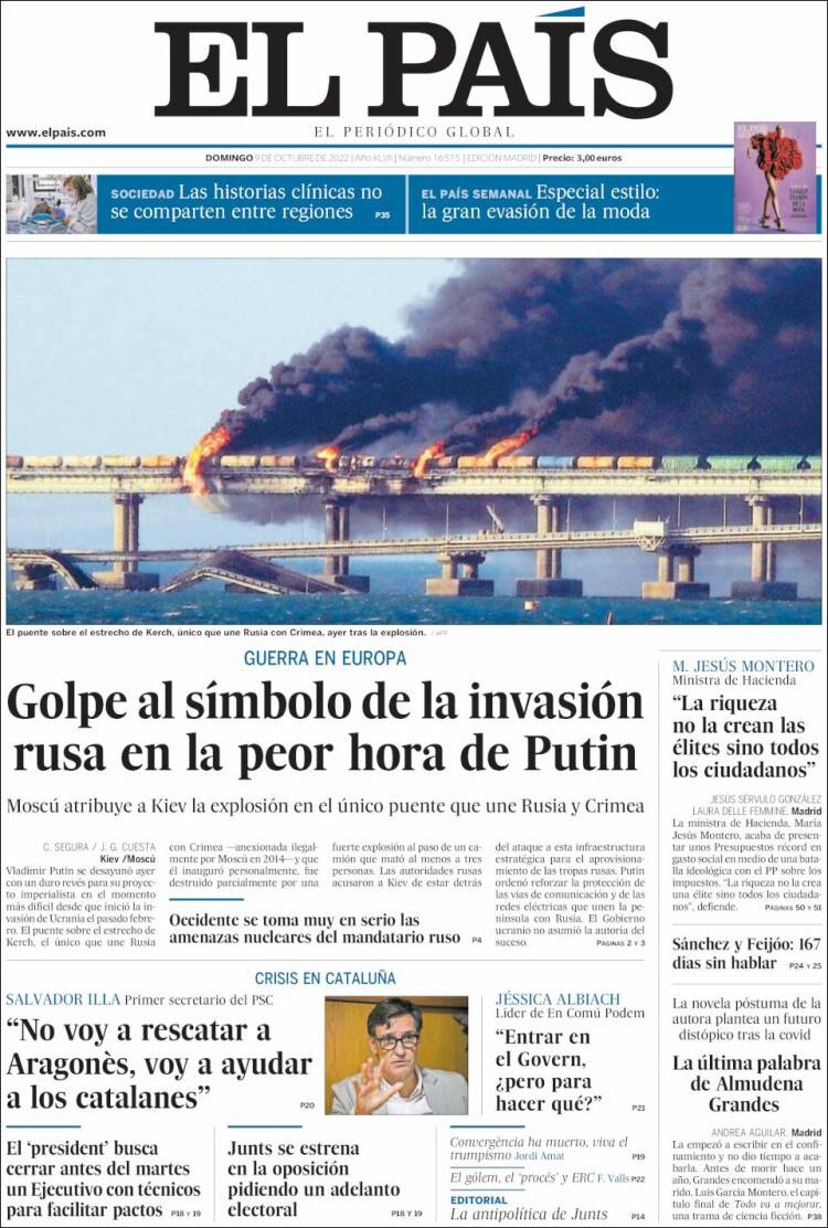 portada el país 9 octubre 2022