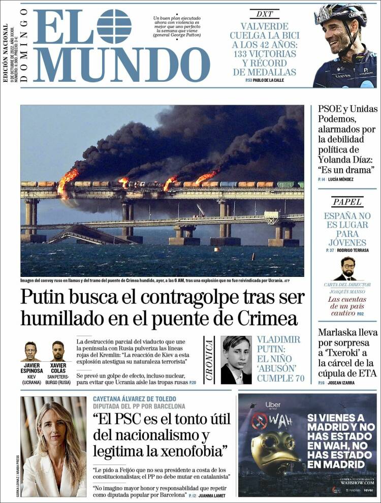 portada el mundo 9 octubre 2022