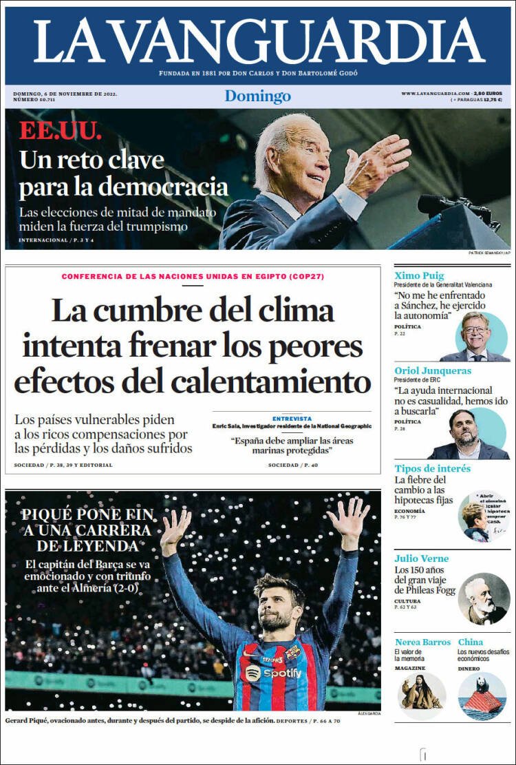 portada La Vanguardia 6 novembre 2022