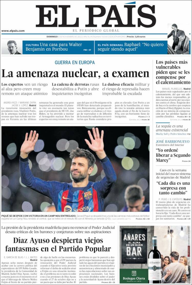 portada El País 6 novembre 2022