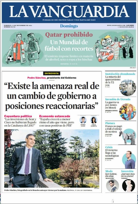 la vanguardia llevada|traída 13 noviembre