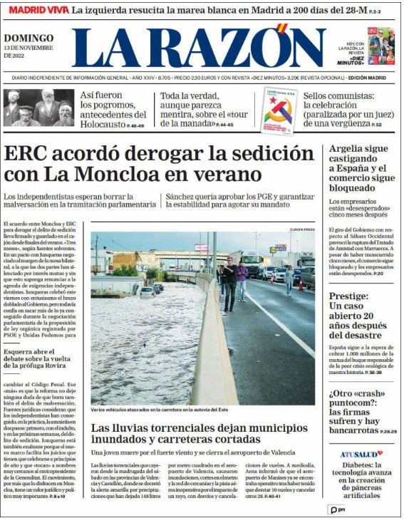 la razon llevada|traída 13 noviembre