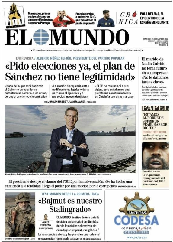 el mundo portada 11 diciembre