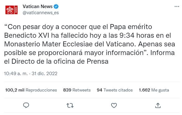 Tweet Vatican News