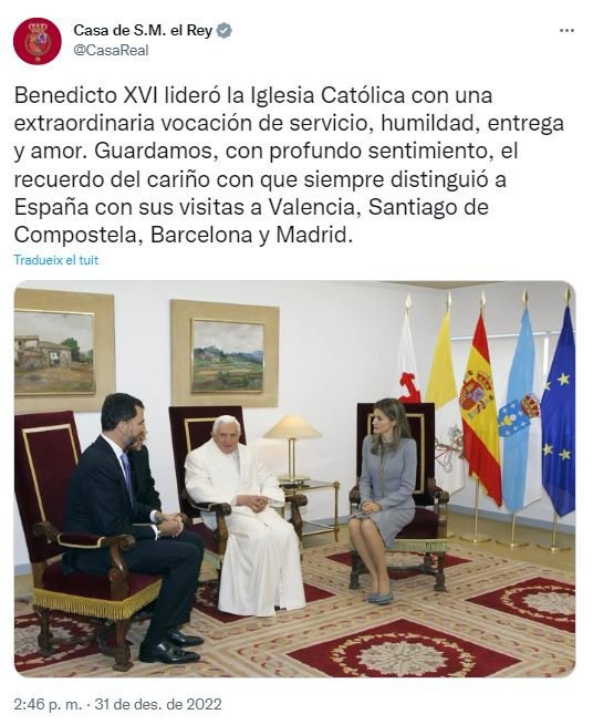 Tuit casa reial espanyola benet xvi