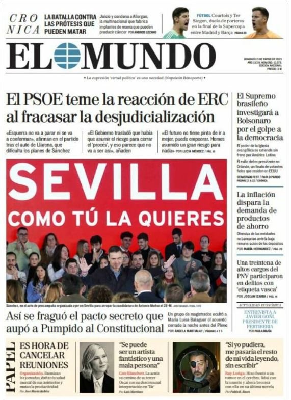 el mundo portada 15 gener