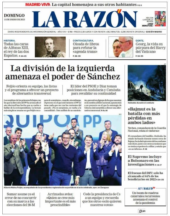 la razon portada 15 gener