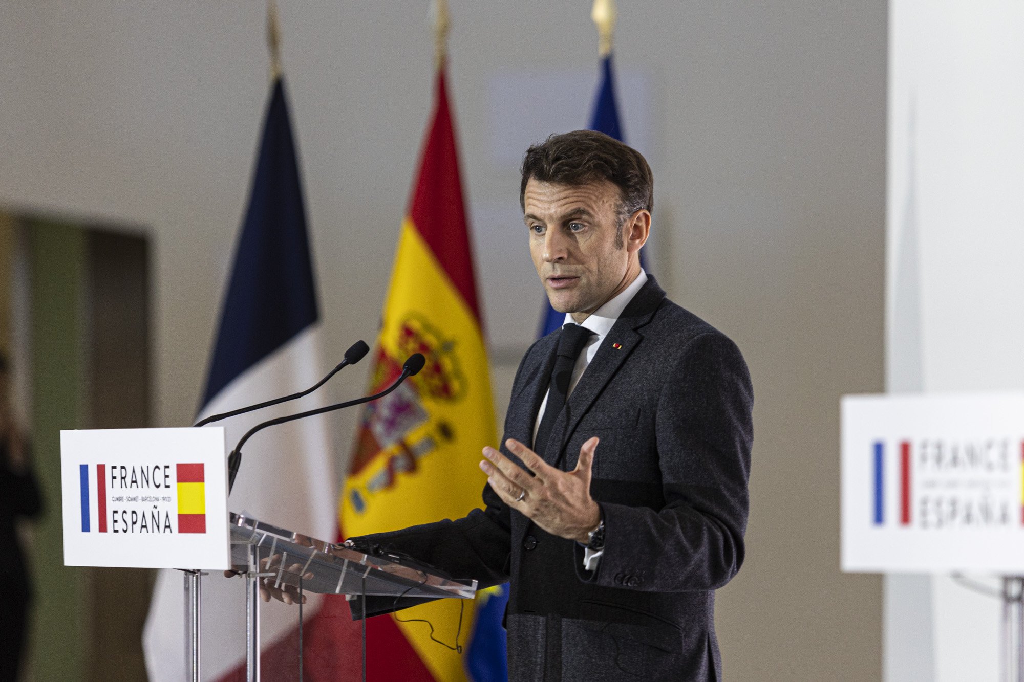 El president francès Emmanuel Macron a Barcelona. Foto: Montse Giralt