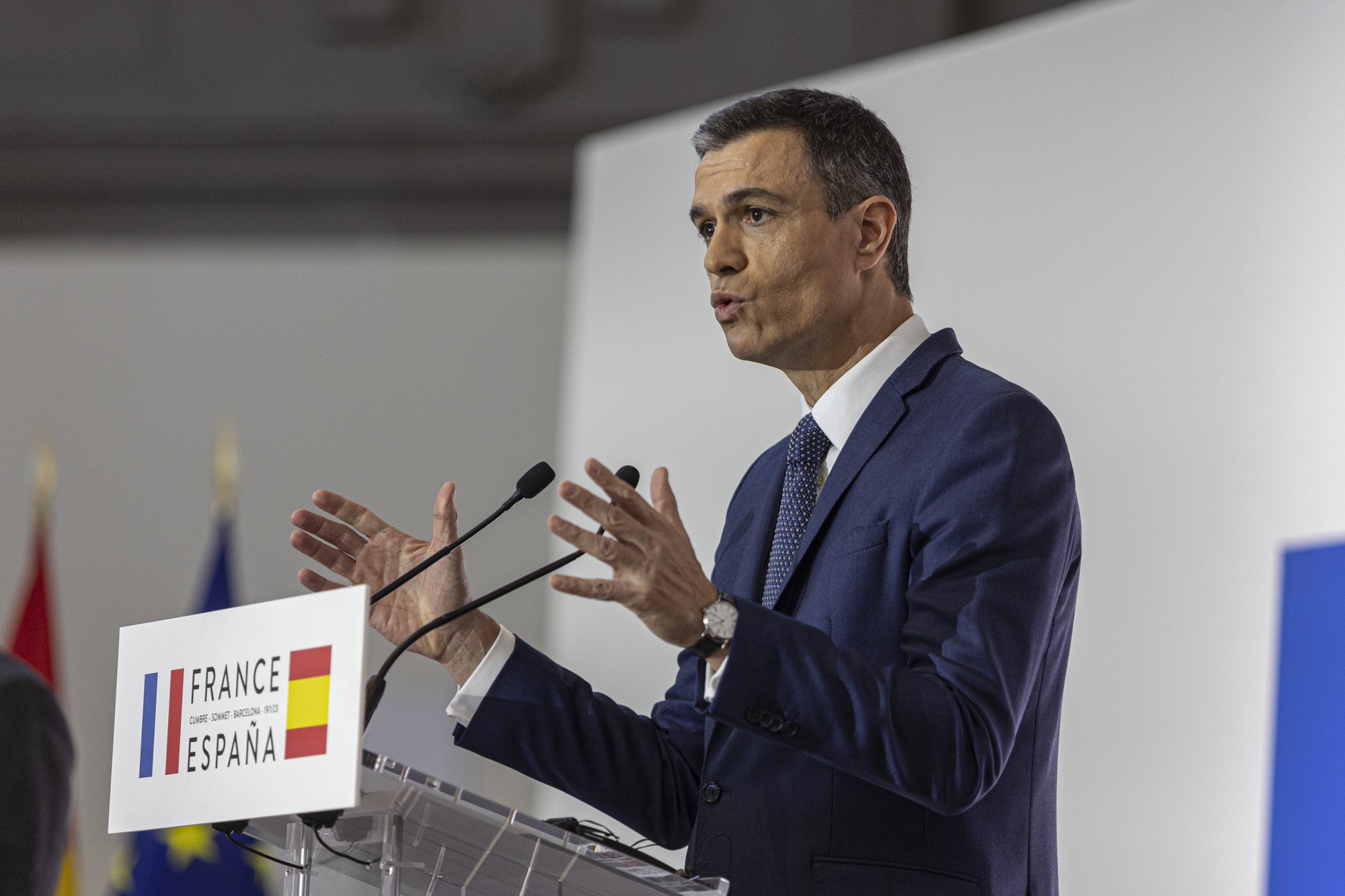 Pedro Sánchez a la cimera de Barcelona. Foto: Montse Giralt