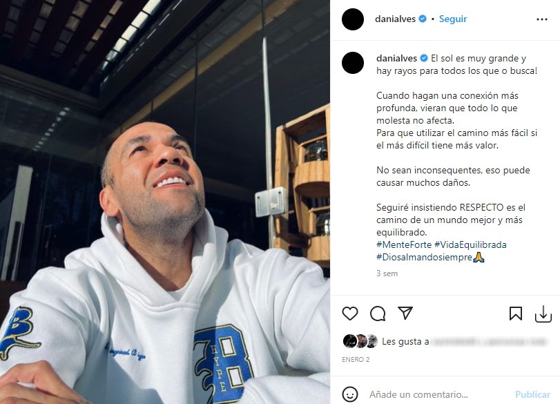 Dani Alves post cielo Instagram