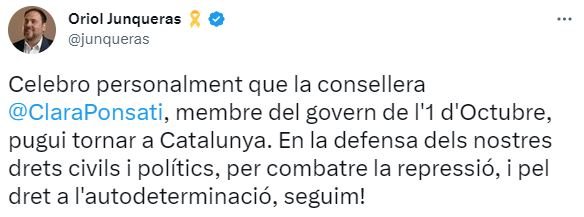 Tuit Oriol Junqueras