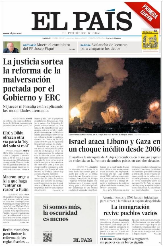 portada el pais dissabte 8 abril