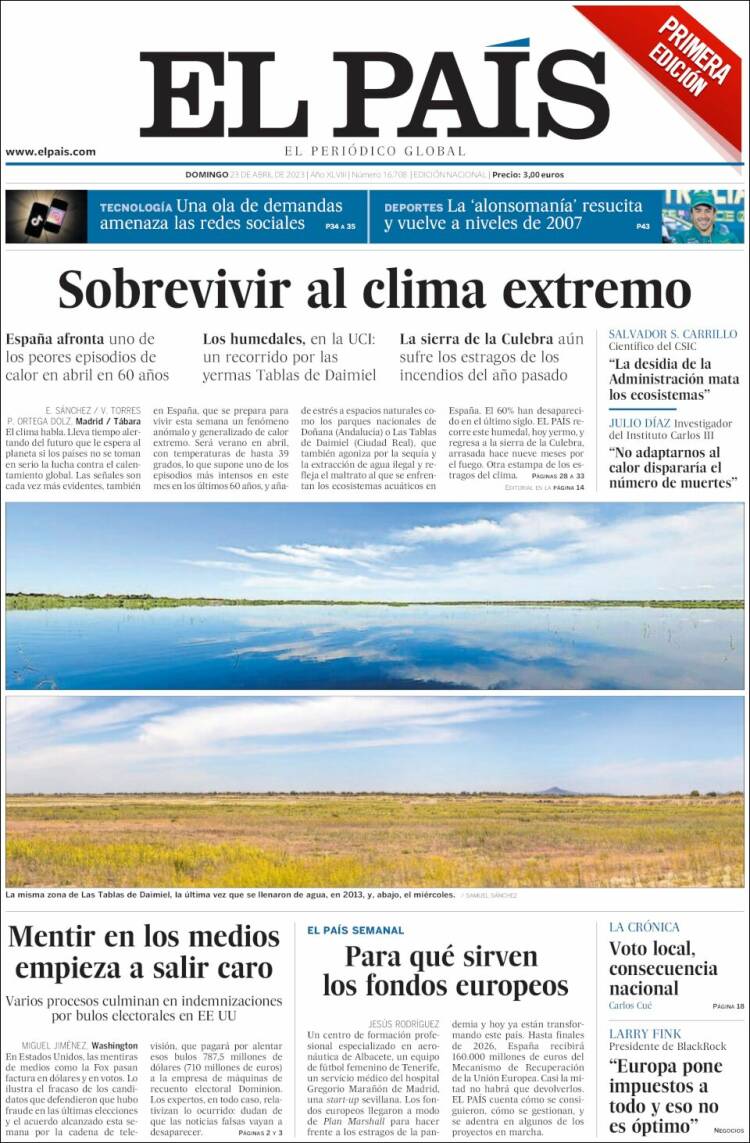 portada el pais 23/4/23